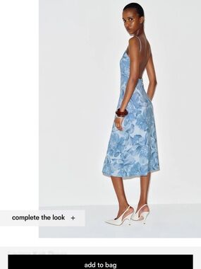 Reformation Light Blue Floral Backless Slip Dress